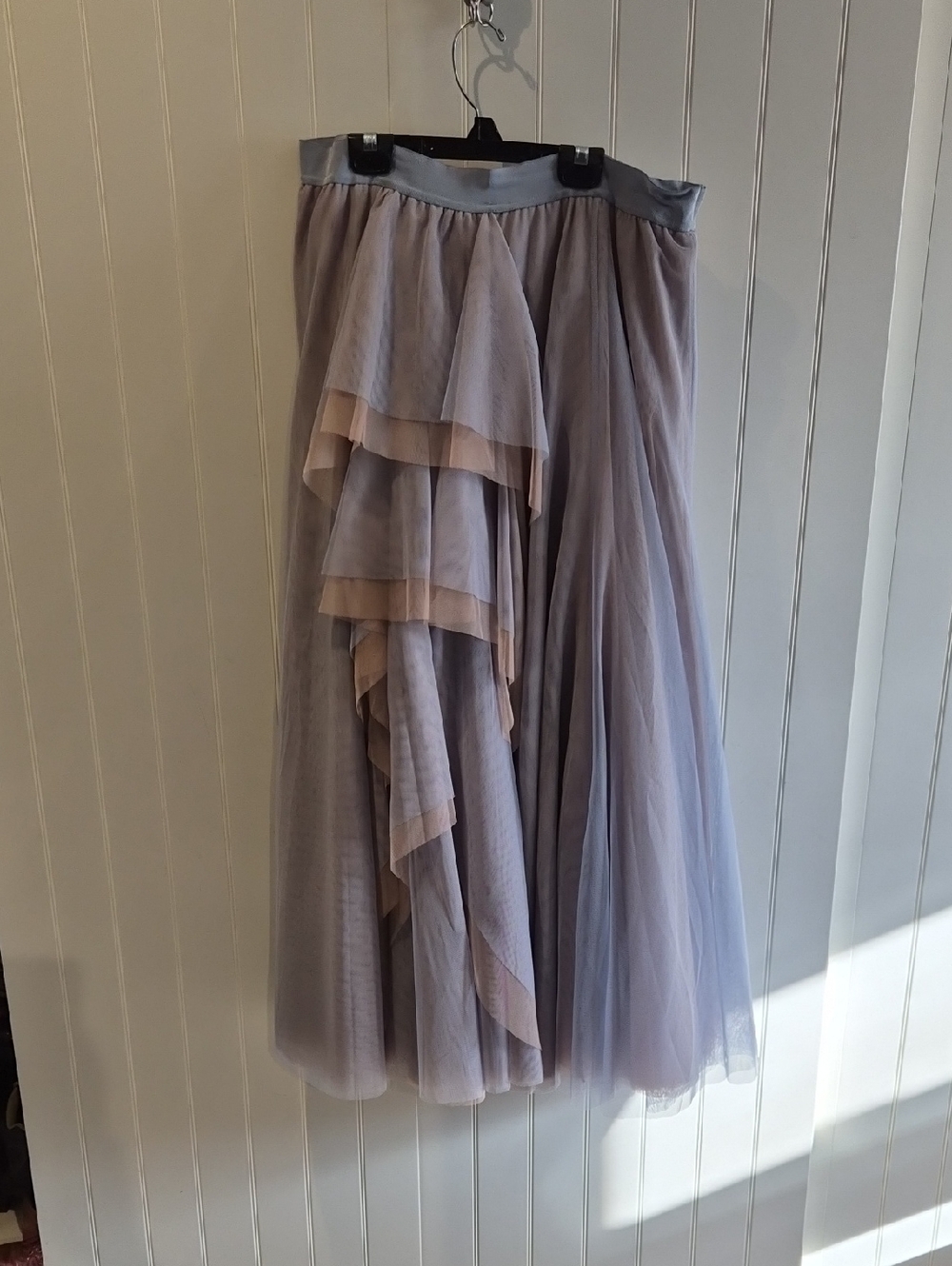 Anthropologie Layered Tulle Midi Skirt in Lavender and Blush